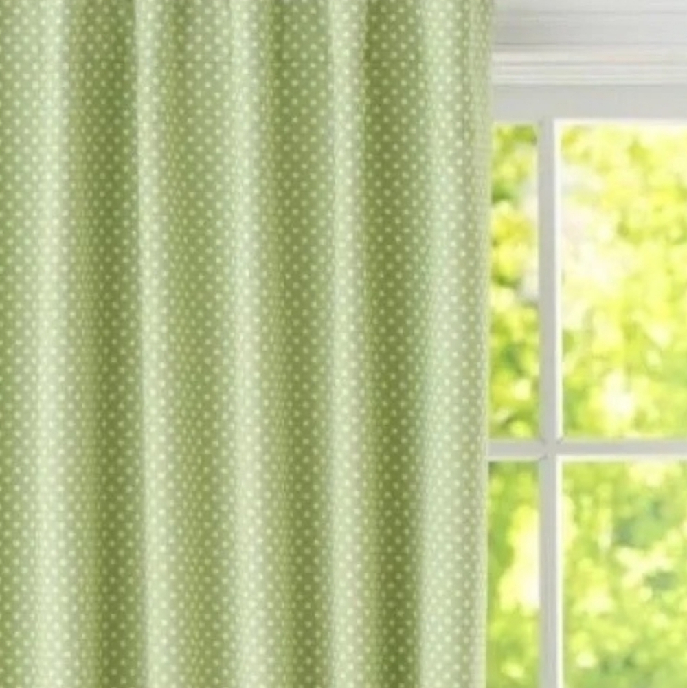 Pottery Barn Kids Green and White Polka Dot Blackout Curtains 44"x84"